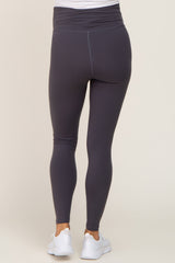 Charcoal Crossover Waist Maternity Leggings