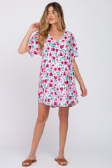 Ivory Floral Short Sleeve Babydoll Maternity Dress