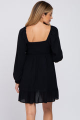 Black Long Sleeve Square Neck Maternity Dress