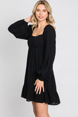 Black Long Sleeve Square Neck Dress