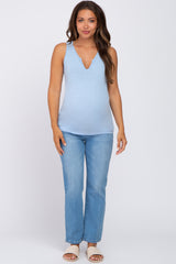 Light Blue Heathered Maternity Tank