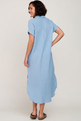 Light Blue Button Down Midi Dress