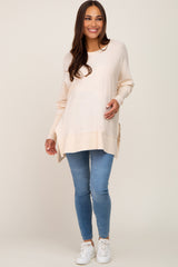 Ivory Dolman Sleeve Side Slit Maternity Sweater