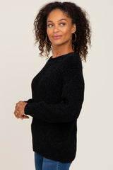 Black Soft Chenille Knit Sweater