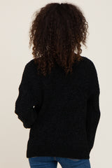 Black Soft Chenille Knit Sweater