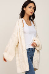 Cream Cable Knit Front Pocket Cardigan