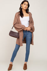 Brown Cable Knit Front Pocket Cardigan