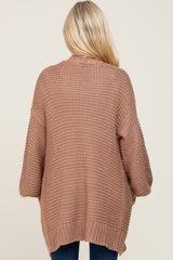 Brown Cable Knit Front Pocket Maternity Cardigan