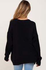 Black Ribbed Trim Maternity Sweater