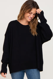 Black Ribbed Trim Sweater