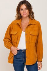 Gold Corduroy Front Pocket Maternity Shacket