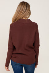 Brown Funnel Neck Dolman Sleeve Maternity Sweater