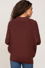 Brown Funnel Neck Dolman Sleeve Sweater