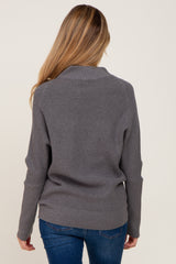 Grey Funnel Neck Dolman Sleeve Maternity Sweater