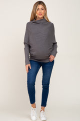 Grey Funnel Neck Dolman Sleeve Maternity Sweater