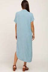 Mint Green Button Down Hi Low Maternity Maxi Dress