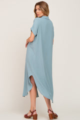 Mint Green Button Down Hi Low Maxi Dress