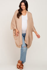 Taupe Knit Open Front Maternity Cardigan