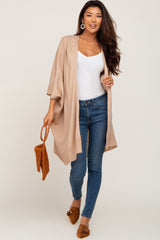 Taupe Knit Open Front Cardigan