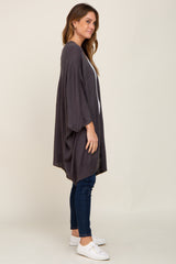 Charcoal Knit Open Front Cardigan