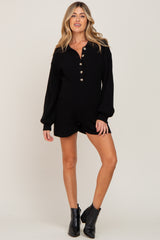 Black Button Down Maternity Sweater Romper