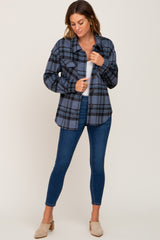 Blue Plaid Front Pocket Shacket