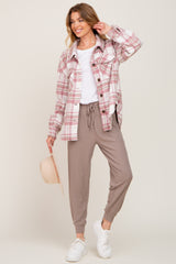 Mauve Plaid Front Pocket Shacket