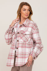 Mauve Plaid Front Pocket Shacket