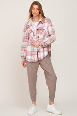 Mauve Plaid Front Pocket Shacket