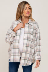 Ivory Plaid Maternity Shirt Jacket