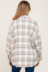 Ivory Plaid Maternity Shirt Jacket