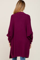 Plum Pocketed Knit Maternity Cardigan