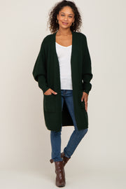 Forest Green Pocketed Knit Cardigan