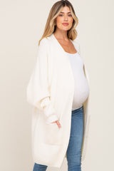 Cream Pocketed Knit Maternity Cardigan