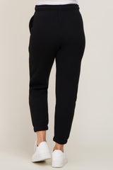 Black Basic Fleece Maternity Sweatpants