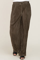 Olive Pleated Maternity Wide Leg Pants