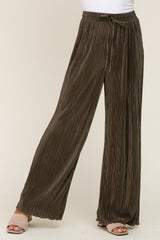 Olive Pleated Wide Leg Pants