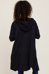 Black Hooded Long Cardigan