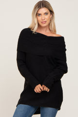 Black Off Shoulder Dolman Sleeve Knit Top