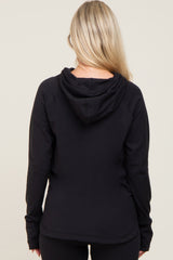 Black Hooded Long Sleeve Maternity Active Top