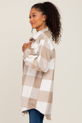 Beige Plaid Brushed Long Shacket