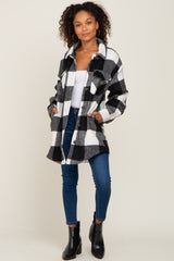 Black Plaid Brushed Long Shacket