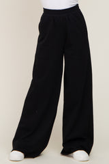 Black Wide Leg Fray Hem Sweatpants