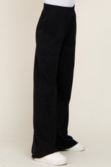 Black Wide Leg Fray Hem Sweatpants