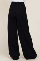 Black Wide Leg Fray Hem Sweatpants