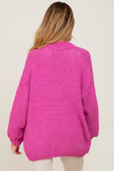 Fuchsia Oversized Bubble Sleeve Maternity Cardigan