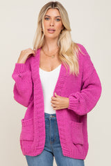 Fuchsia Oversized Bubble Sleeve Maternity Cardigan