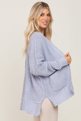 Light Blue Chunky Knit Oversized Cardigan