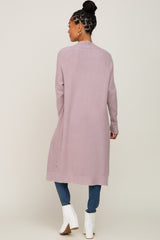 Mauve Open Front Long Cardigan