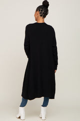 Black Open Front Long Cardigan